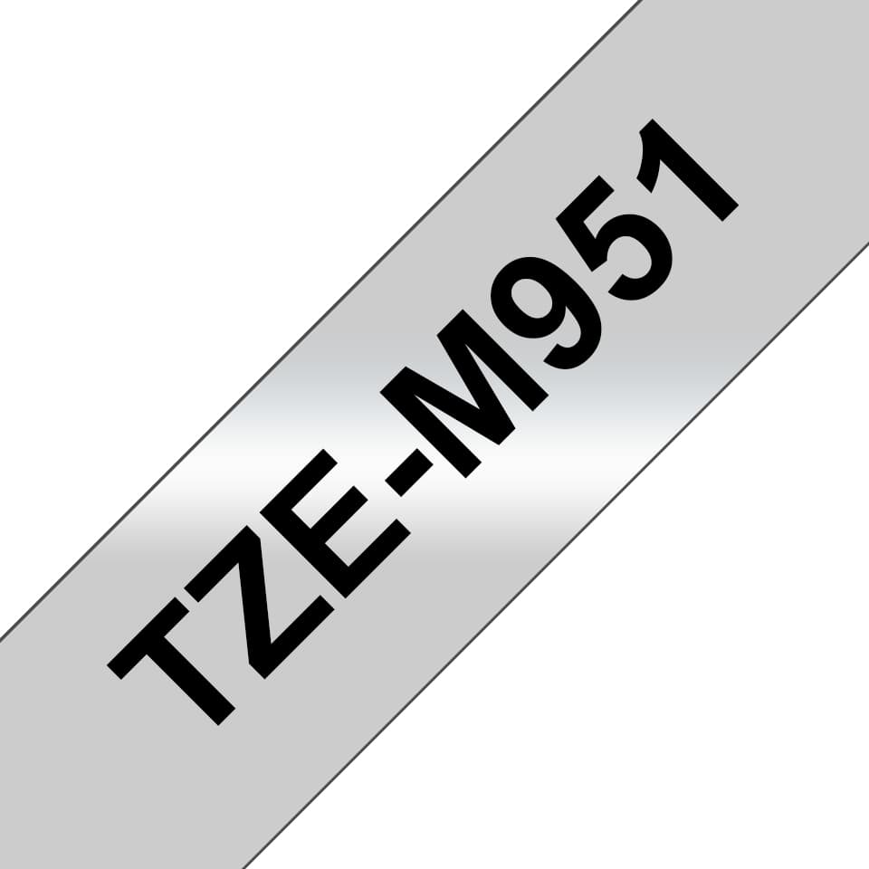 BROTHER TZEM951 black/silver 12mm 8m