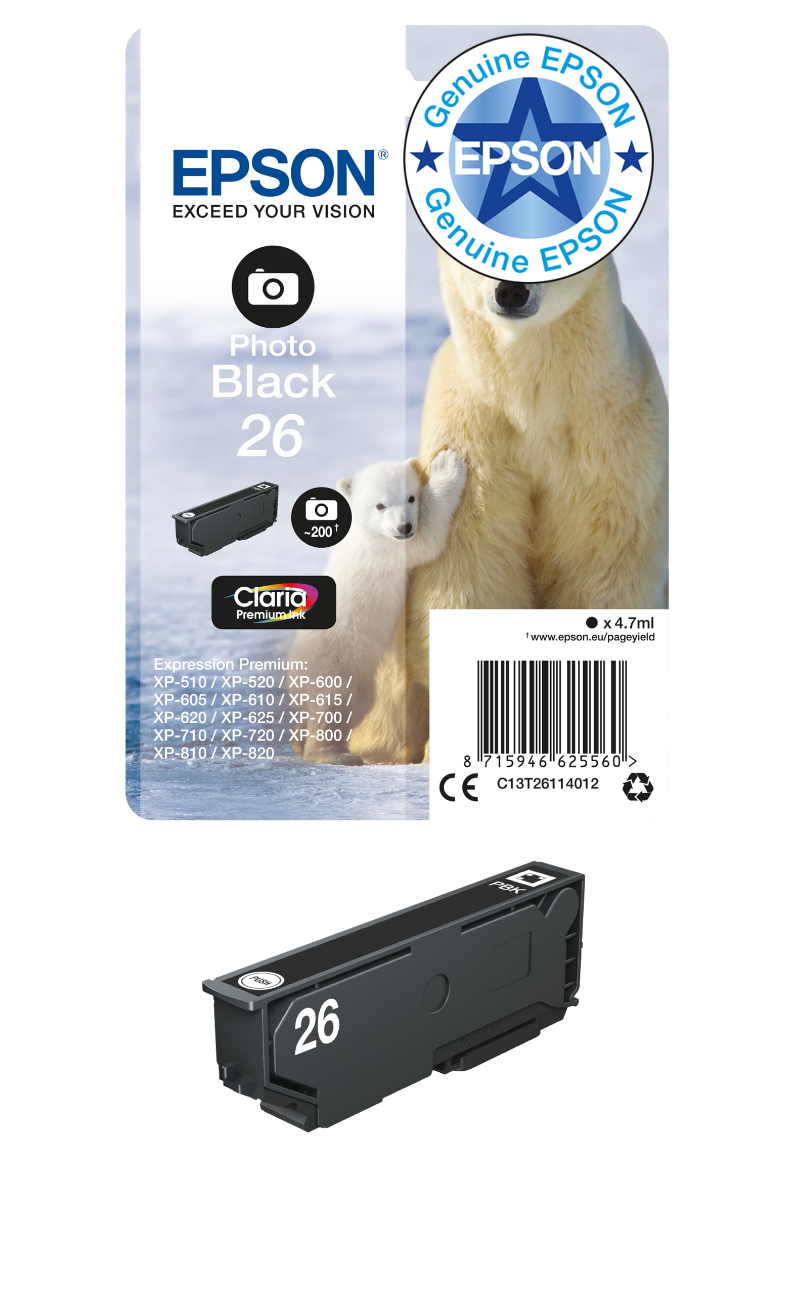 EPSON 5LB 26 photoblack claria prem w/s