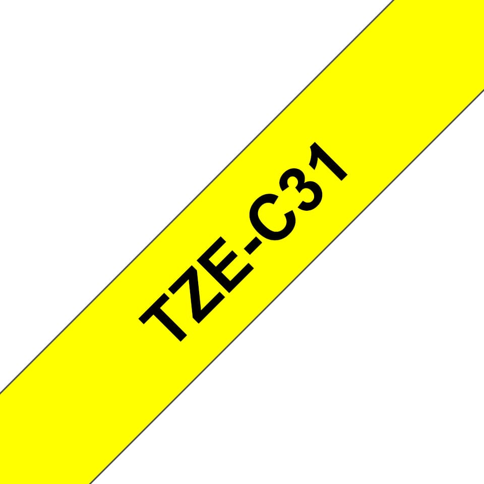 BROTHER TZEC31 12mm BLACK ON FLUO. YELLO