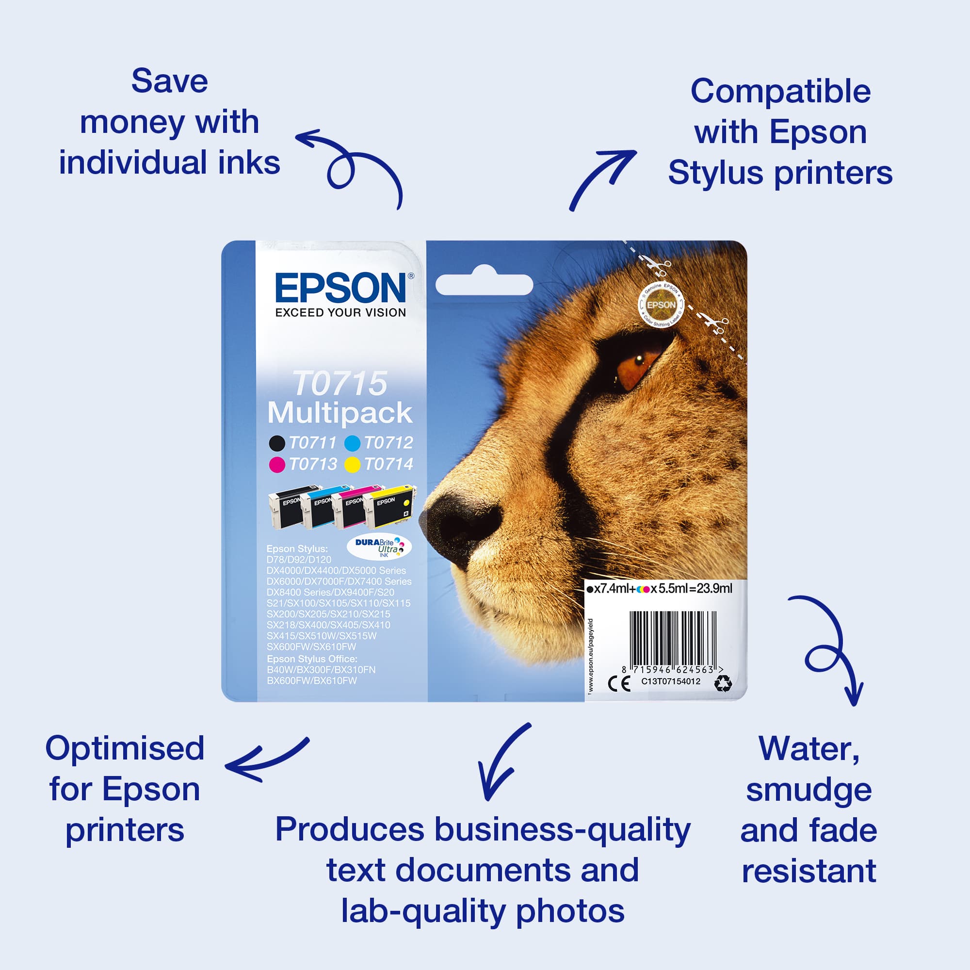 EPSON 2LB ink T071 multipack blister w/s