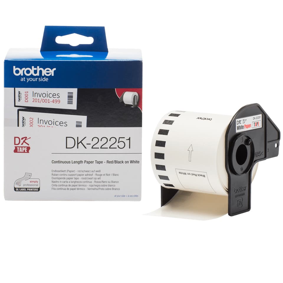 BROTHER Continuous Tape 62mm Bk-Red/Whit