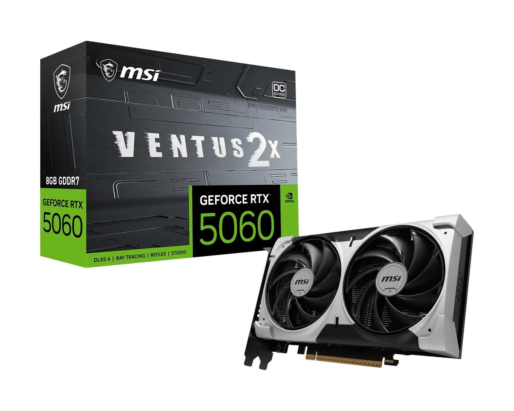 MSI Video Card NVIDIA GeForce RTX 5060 8G VENTUS 2X OC V1 (8GB GDDR7/128bit, 3xDP, 1xHDMI, PCIe Gen 5 x16, Recommended PSU 550W)