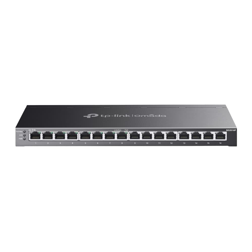 Omada  16-Port Gigabit Smart Switch 8× Gigabit PoE+ Ports 802.3af/at, 120 W PoE Power, Desktop Steel Case Integration with Omada SDN Controller