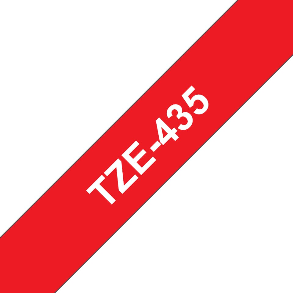 BROTHER TZE435 12mm WHITE ON RED