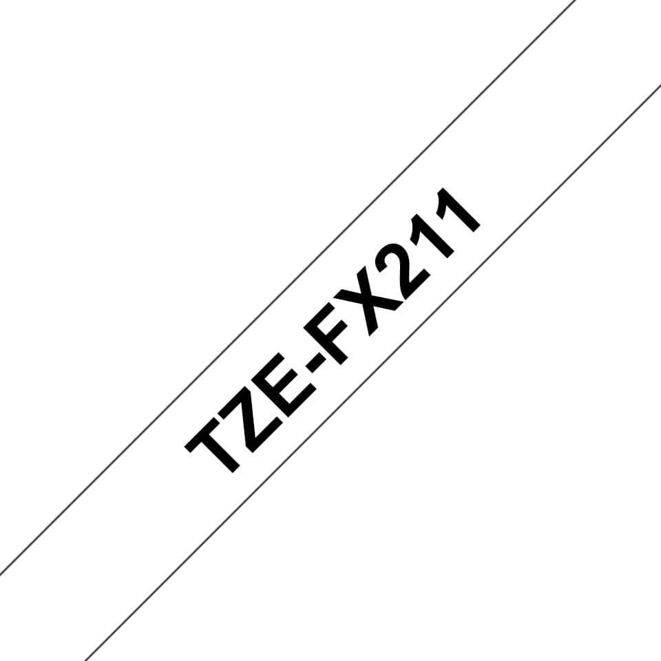 BROTHER TZEFX211 6mm BLACK ON WHITE FLE