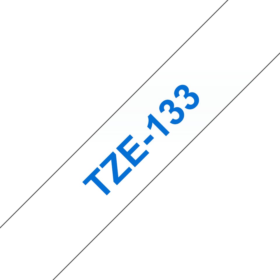 BROTHER TZE133 12mm BLUE ON CLEAR