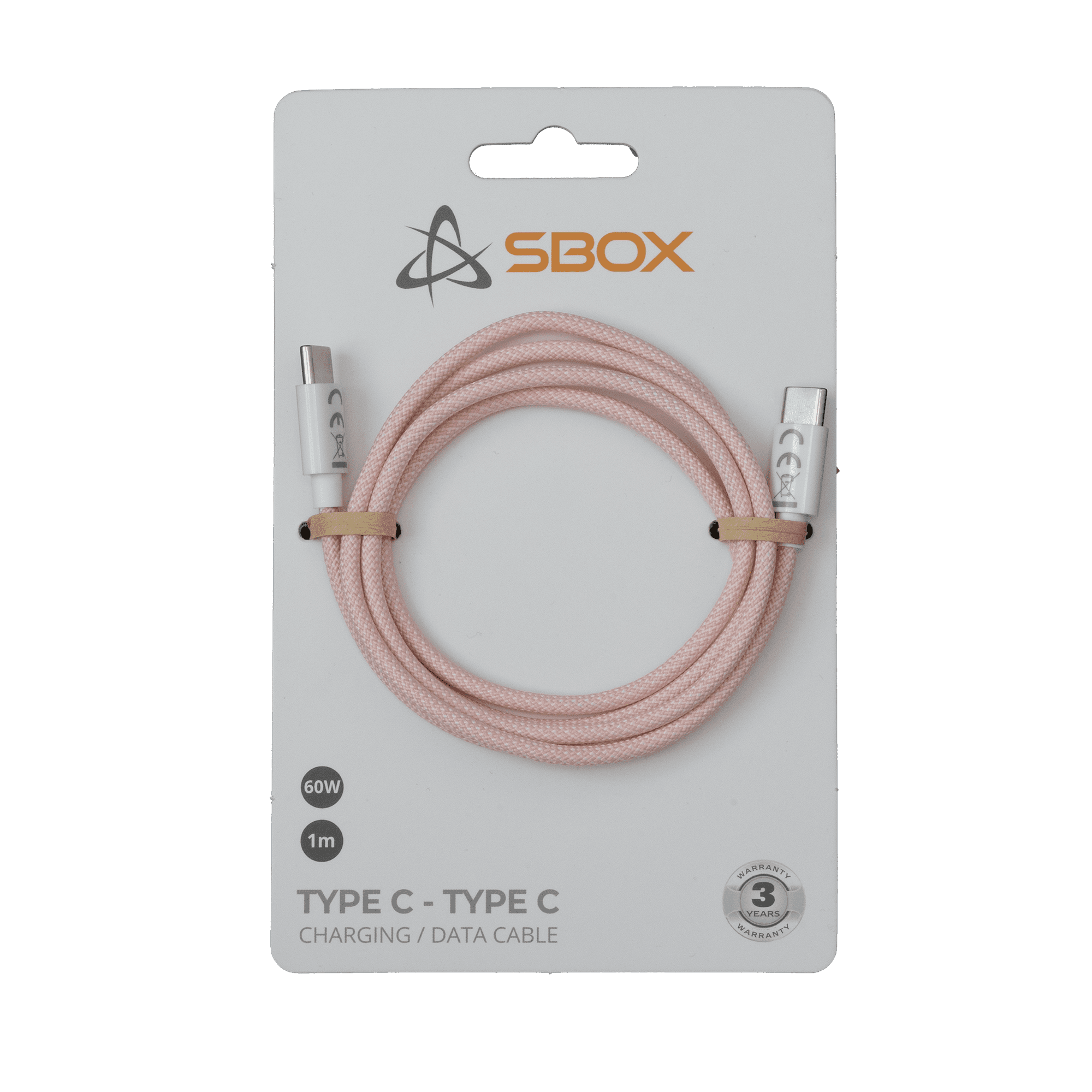 KABEL SBOX USB TYPE C -> USB TYPE C M/M 1M Roza - 60W