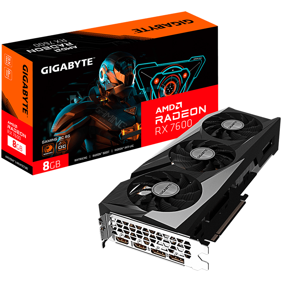 GIGABYTE Video Card AMD Radeon RX 7600 GAMING OC 8G (8GB GDDR6/128bit, PCI-E 4.0, Recommended PSU 550W, 2xDP, 2xHDMI) ATX