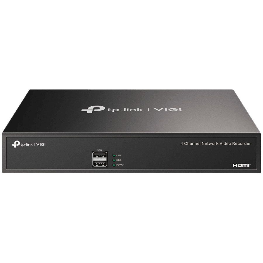 4 Channel Network Video Recorder H.265+/H.265/H.264+/H.264, Up to 8MP resolution, Decoding capability/8-ch @2MP, 80 Mbps Incoming Bandwidth(up to 4 channels), 1× SATA Interface(up to 10 TB), 1× 100Mbps Ports, 2× USB 2.0, 12V DC 1.5 A,